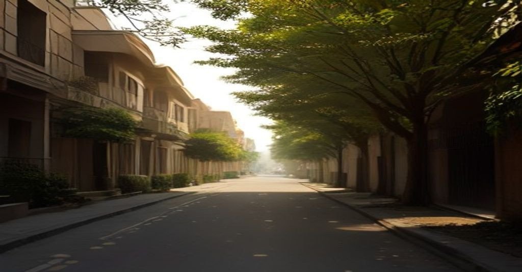 A quiet, tree-lined South Delhi residential colony street at golden hour, representing the established builder-floor neighbourhoods discussed in this article on circle rate versus market price.