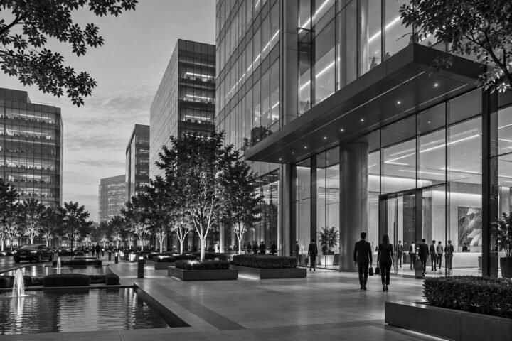 Commercial office building entrance