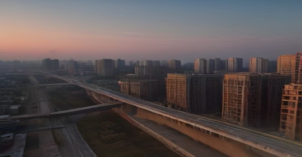 Aerial view of an elevated expressway interchange in Delhi-NCR at sunset, representing the region's infrastructure-led property market in 2026