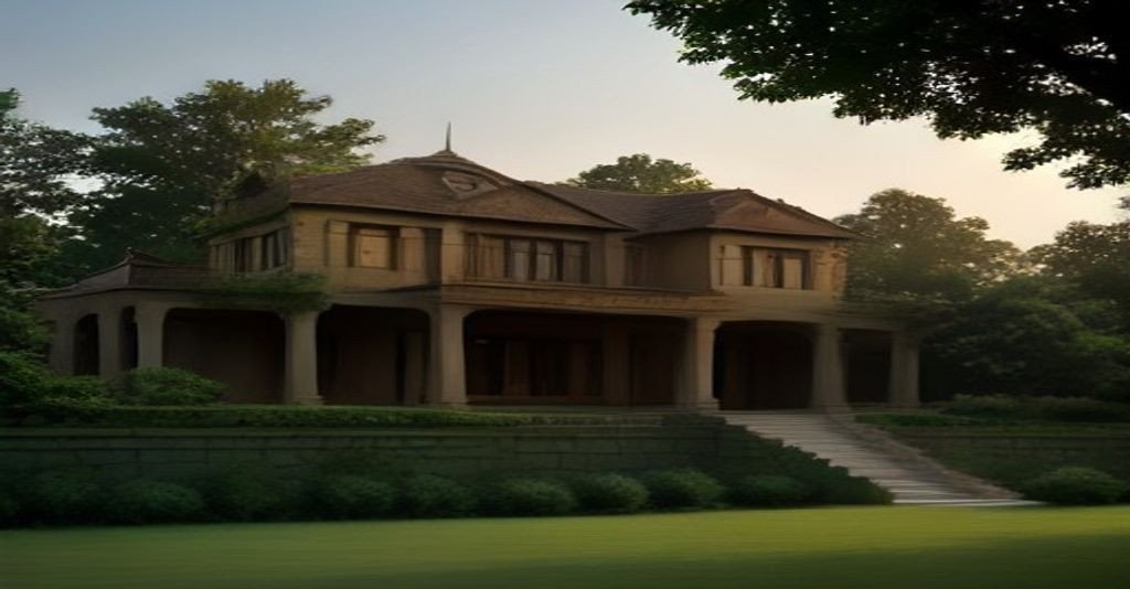 A secluded green-belt country home behind a stone boundary wall on the outskirts of Delhi, representing the farmhouse land-use category discussed in this guide