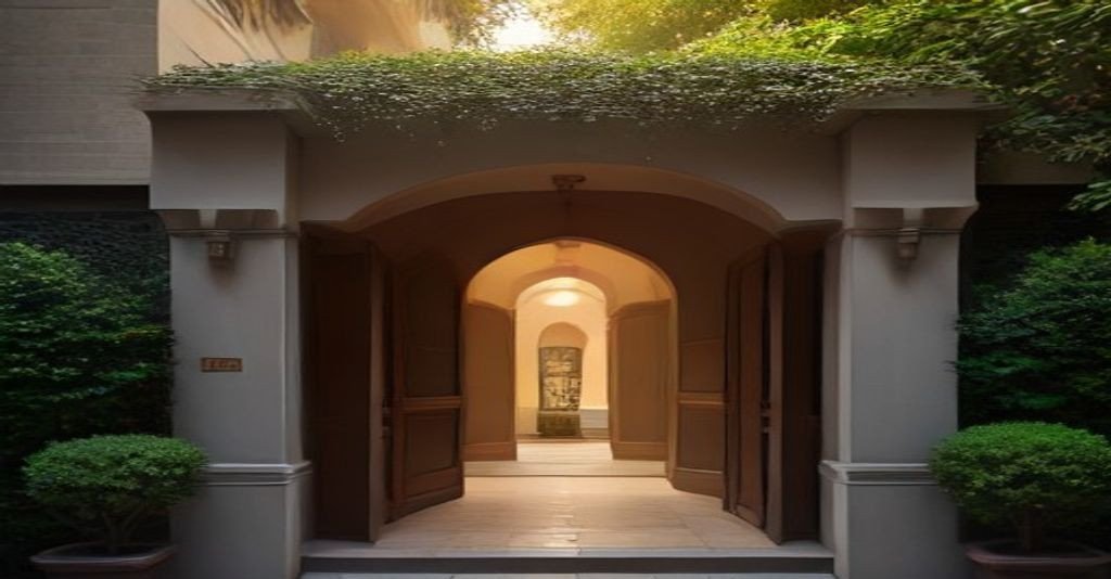 A quiet, gated private residential entrance in Delhi-NCR representing a discreet, off-market property sale, 2026.