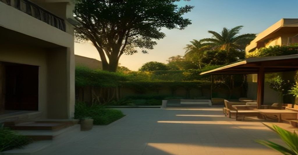 Senior living common courtyard in Delhi-NCR, illustrating the type of community NRI families evaluate remotely for parents in India.