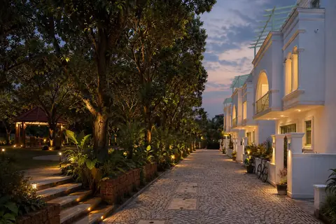 Evening view of the private four-villa gated township in Calangute-Nagoa, North Goa