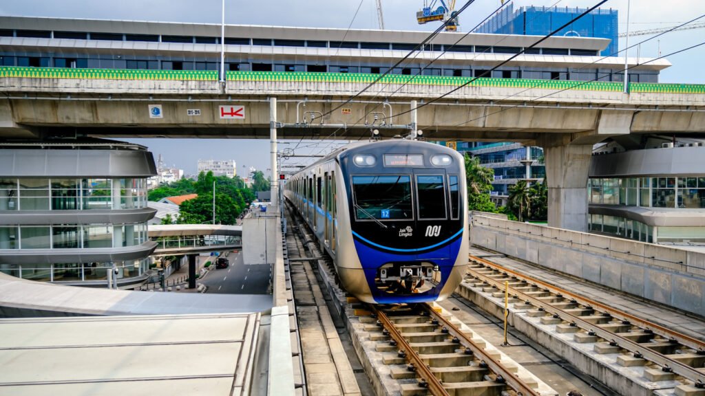 Elevated rapid rail transit corridor representative of NCR infrastructure development